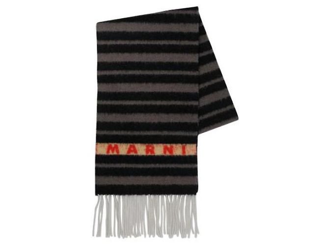 Marni Sciarpa in lana di alpaca a righe Nero - vista 4