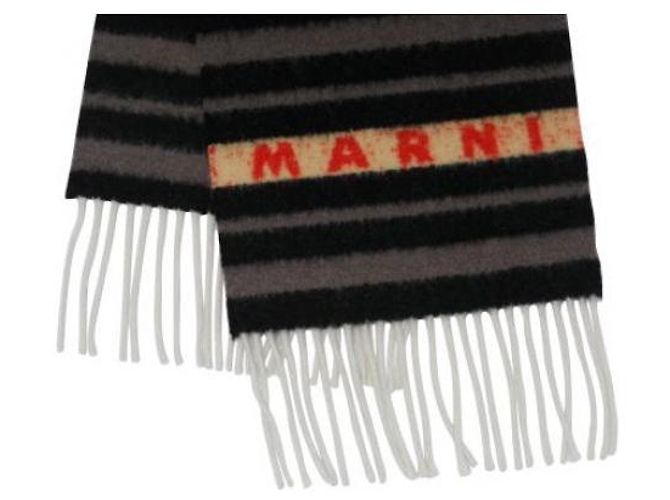 Marni Sciarpa in lana di alpaca a righe Nero - vista 5