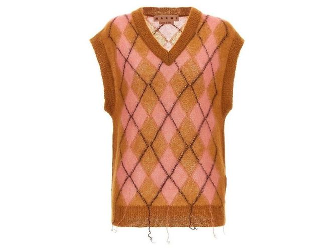 Marni Leichter Mohair-Argyle-Weste Orange - Ansicht 4