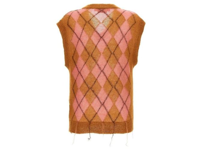 Marni Leichter Mohair-Argyle-Weste Orange - Ansicht 5