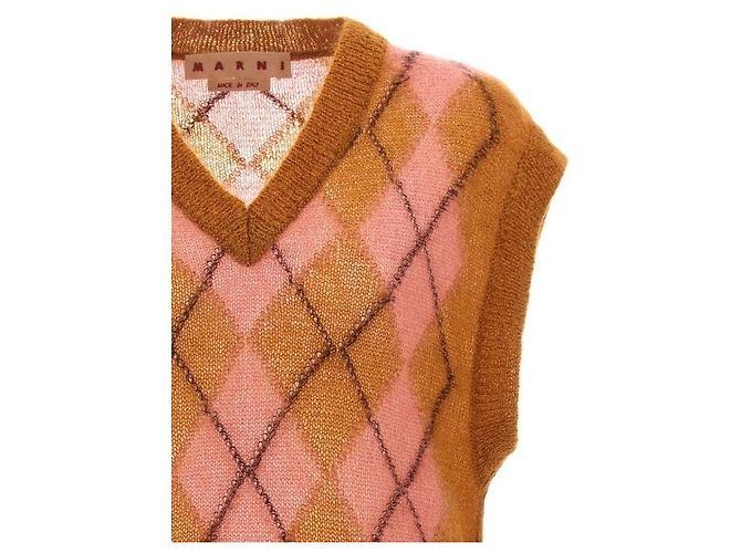 Marni Leichter Mohair-Argyle-Weste Orange - Ansicht 6