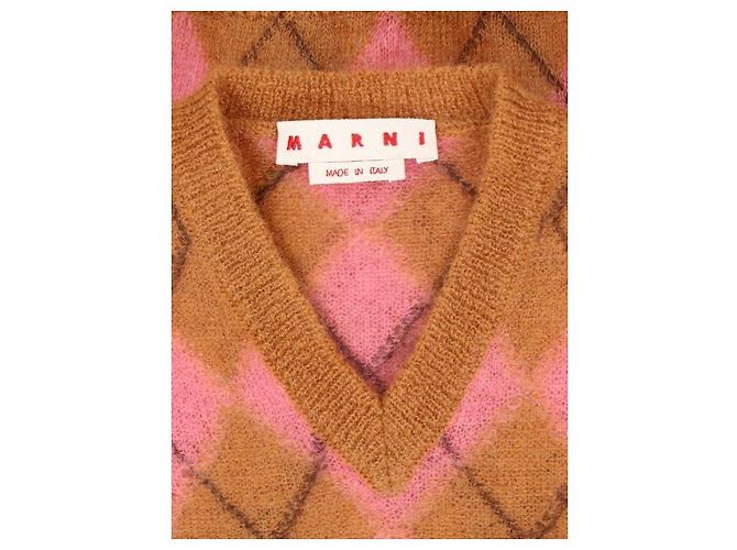 Marni Leichter Mohair-Argyle-Weste Orange - Ansicht 7