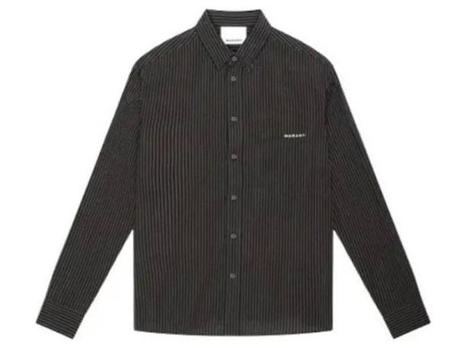 Isabel Marant Camicia a righe a maniche lunghe BKMD Nero - vista 4