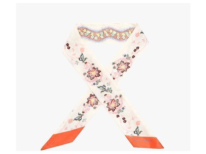 Etro Bufanda de seda twill skinny con estampado floral paisley Roja - vista 6