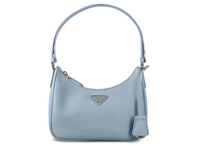 Prada Mini borsa in pelle Saffiano Blu - vista 4