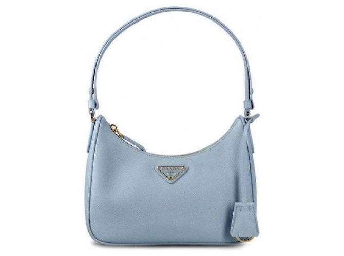 Prada Mini borsa in pelle Saffiano Blu - vista 5