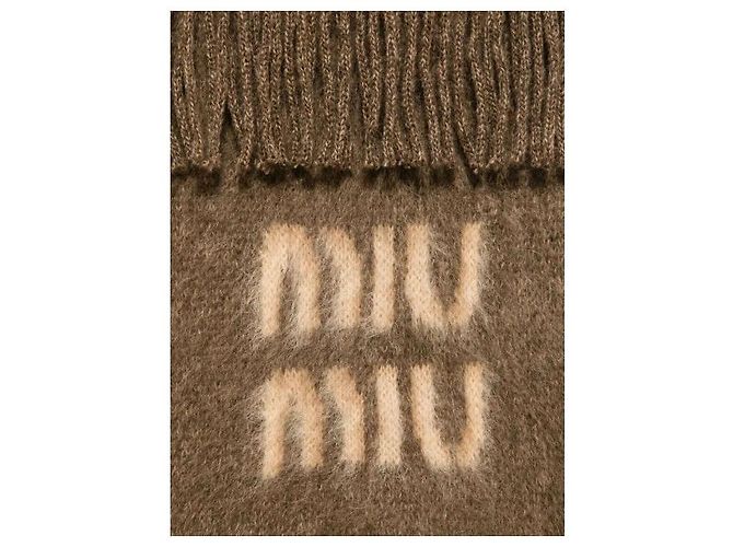 Miu Miu Cachecol de mohair com logo - vista 5