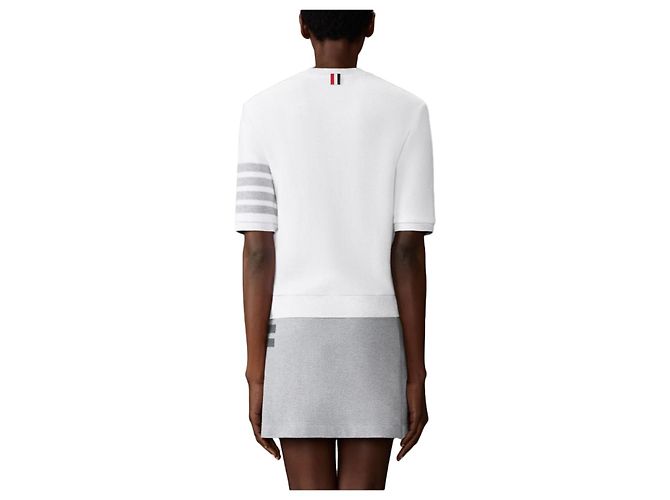Thom Browne Camiseta de algodón texturizado de manga corta Azul - vista 10