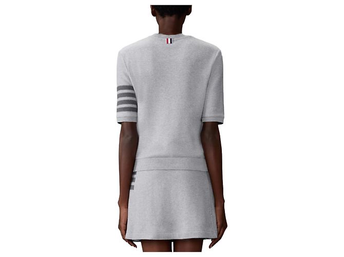 Thom Browne Camiseta de algodón texturizado de manga corta Azul - vista 13