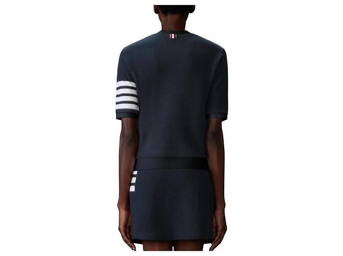 Thom Browne Camiseta de algodón texturizado de manga corta Azul - vista 16