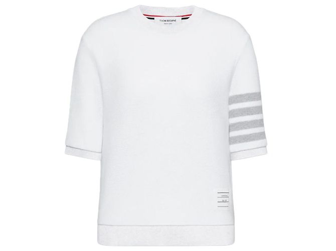 Thom Browne Camiseta de algodón texturizado de manga corta Azul - vista 17