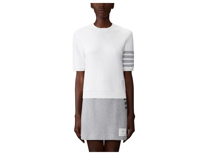 Thom Browne Camiseta de algodón texturizado de manga corta Azul - vista 18