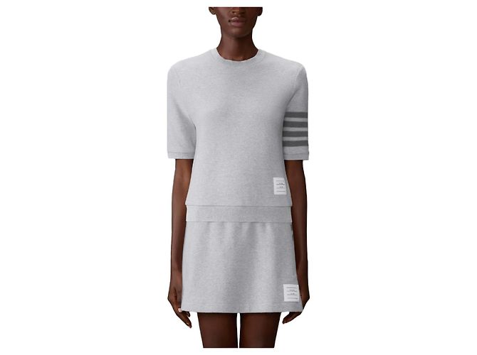 Thom Browne Camiseta de algodón texturizado de manga corta Azul - vista 3