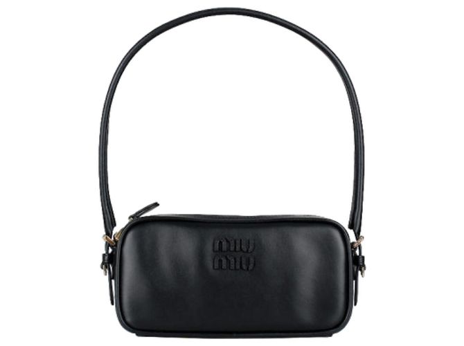 Miu Miu Borsa a spalla in pelle con logo Nero - vista 2