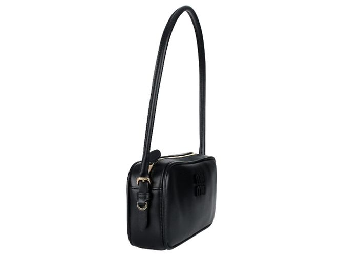 Miu Miu Borsa a spalla in pelle con logo Nero - vista 5