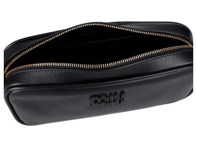 Miu Miu Borsa a spalla in pelle con logo Nero - vista 7