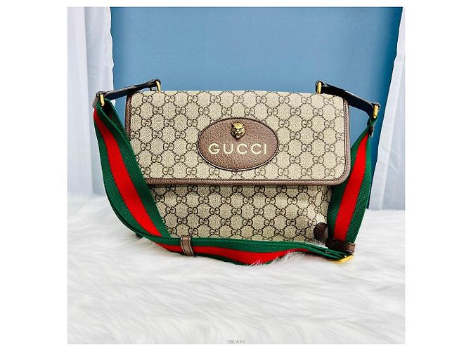 Borsa a tracolla Gucci Supreme Tiger Messenger Marrone - vista 2