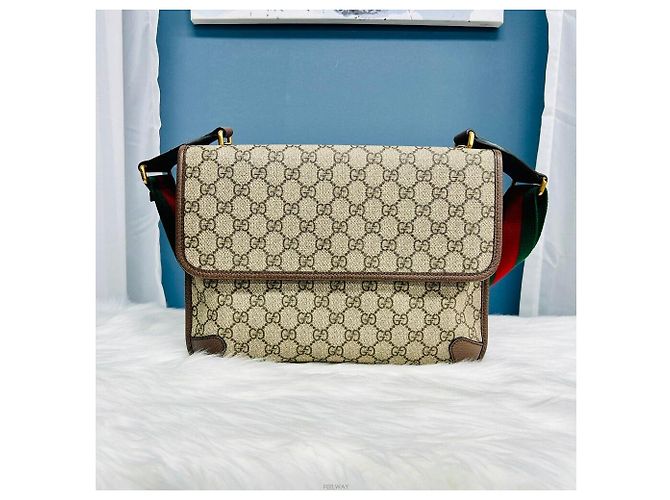 Borsa a tracolla Gucci Supreme Tiger Messenger Marrone - vista 3