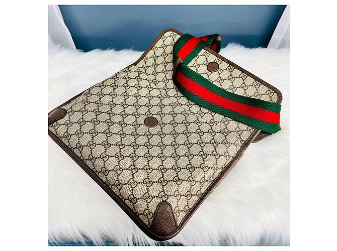 Borsa a tracolla Gucci Supreme Tiger Messenger Marrone - vista 7