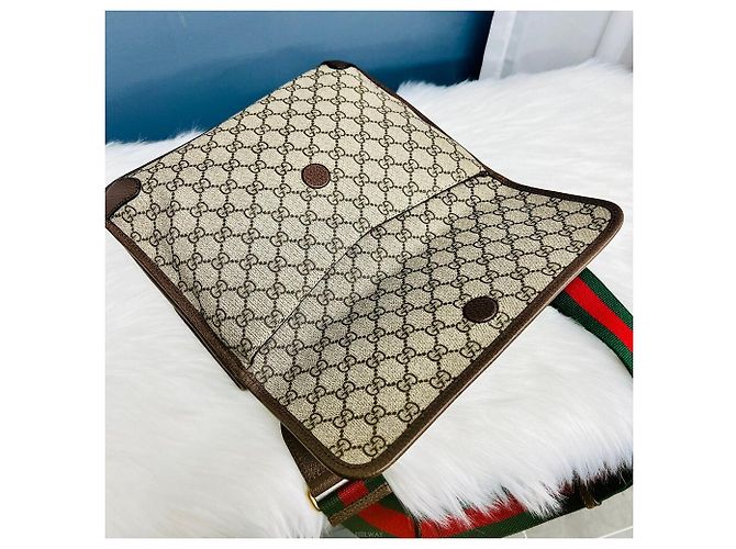 Borsa a tracolla Gucci Supreme Tiger Messenger Marrone - vista 8