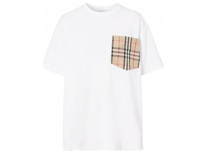 Burberry T-shirt in cotone con tasca a quadri - vista 4