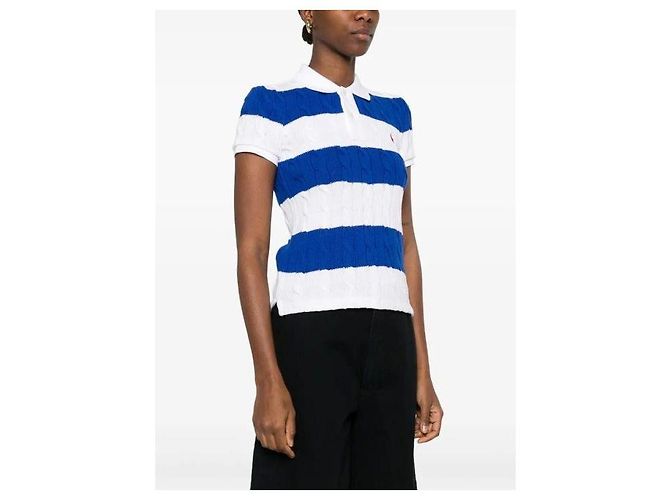 Ralph Lauren Kurzarmhemd mit Polo-Kragen aus Baumwoll-Kabelstrick Blau - Ansicht 6