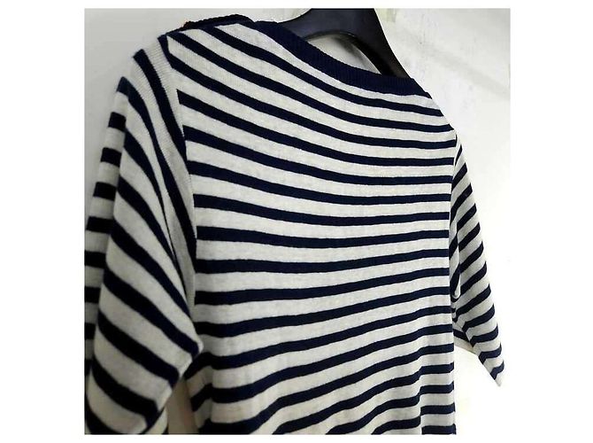 Dior Leinen Kaschmir Seide Mariner Kurzarm Rippstrick Mehrfarben - Ansicht 4
