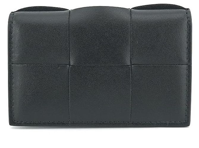 Bottega Veneta Porta-cartões de couro preto Intrecciato com aba - vista 8