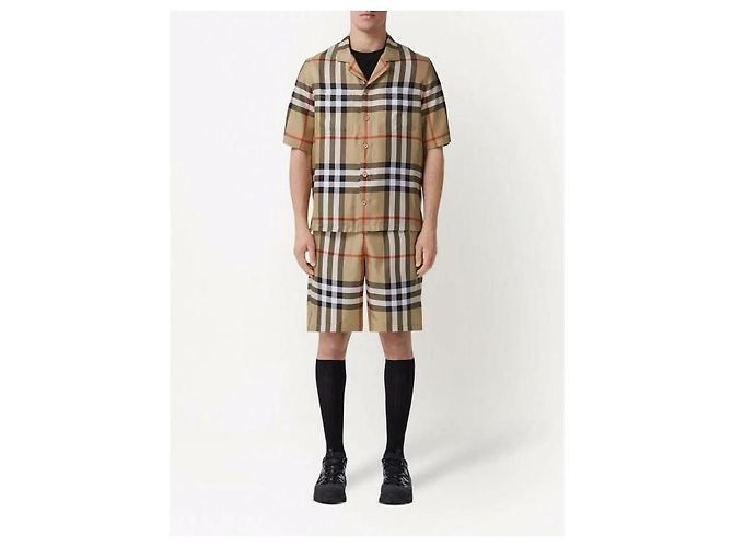 Burberry Kurzarm-Hemd aus Seide mit Karomuster Mehrfarben - Ansicht 5