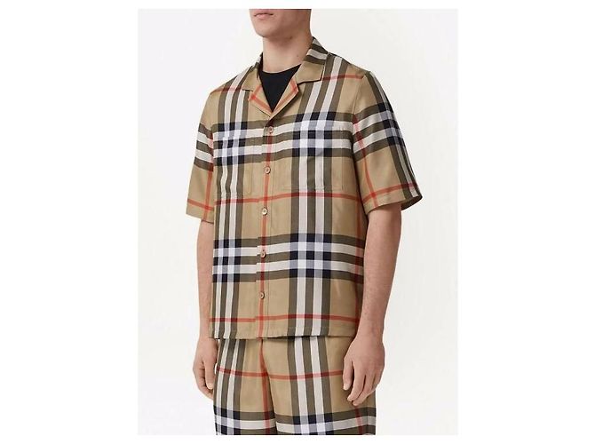 Burberry Kurzarm-Hemd aus Seide mit Karomuster Mehrfarben - Ansicht 6