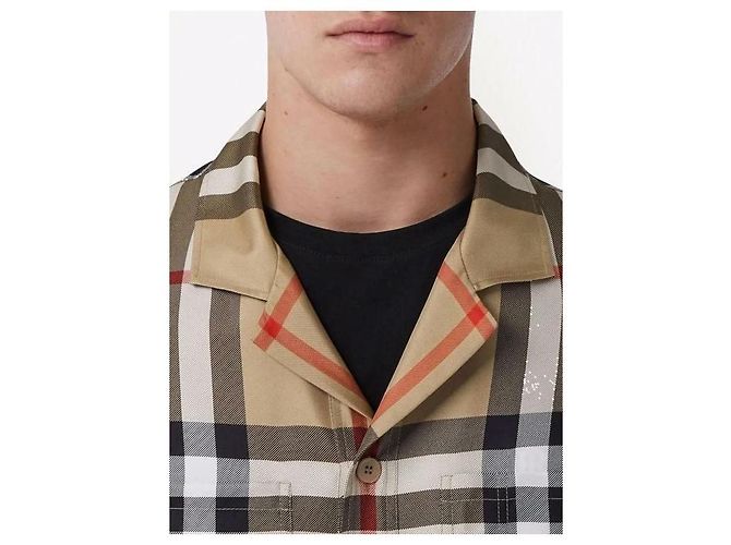 Burberry Kurzarm-Hemd aus Seide mit Karomuster Mehrfarben - Ansicht 8