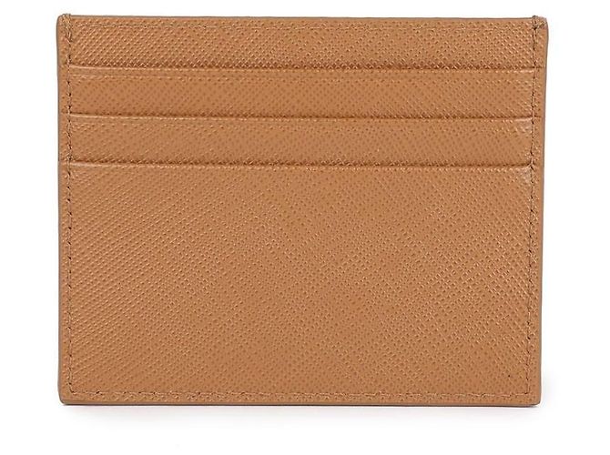 Prada Tarjetero de cuero Saffiano con logo en triángulo Castaño - vista 5