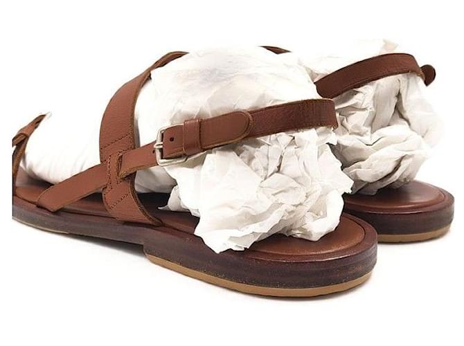 Hermès Sandalias de cuero Castaño - vista 3