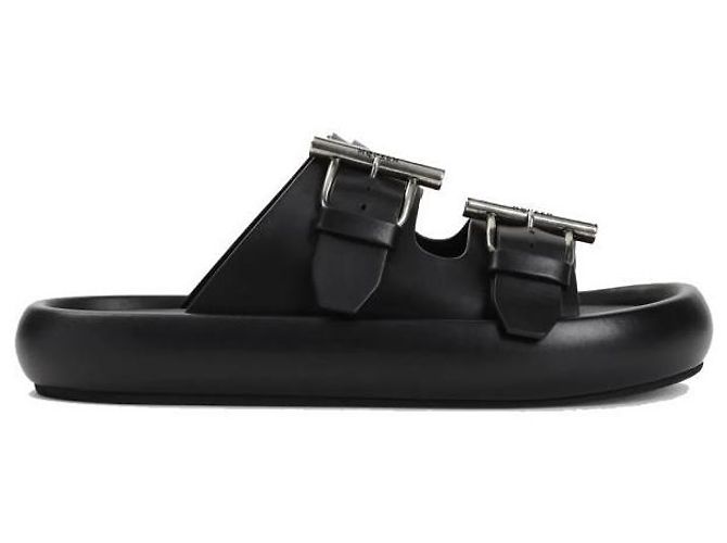 Alexander Mcqueen Double Buckle Leather Sandals Black - view 4