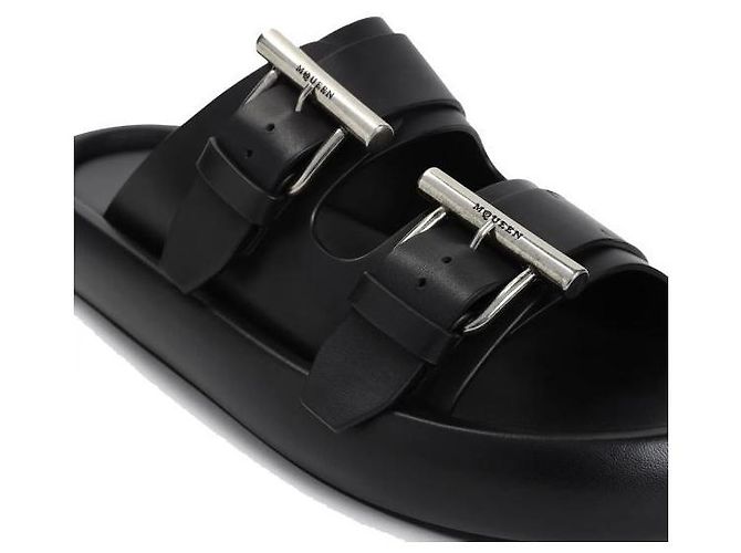 Alexander Mcqueen Double Buckle Leather Sandals Black - view 6