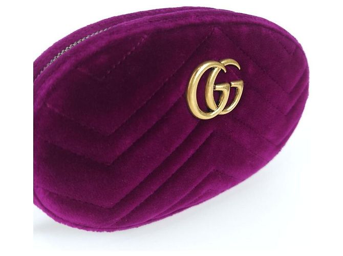 Gucci Belt bag in velluto trapuntato Marmont Rosa - vista 2