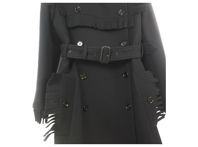 Burberry Abrigo de mezcla de cachemira con flecos - vista 3