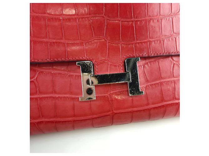 Hermès Constance Wani Alligator Klapp-Langbörse Rot - Ansicht 2