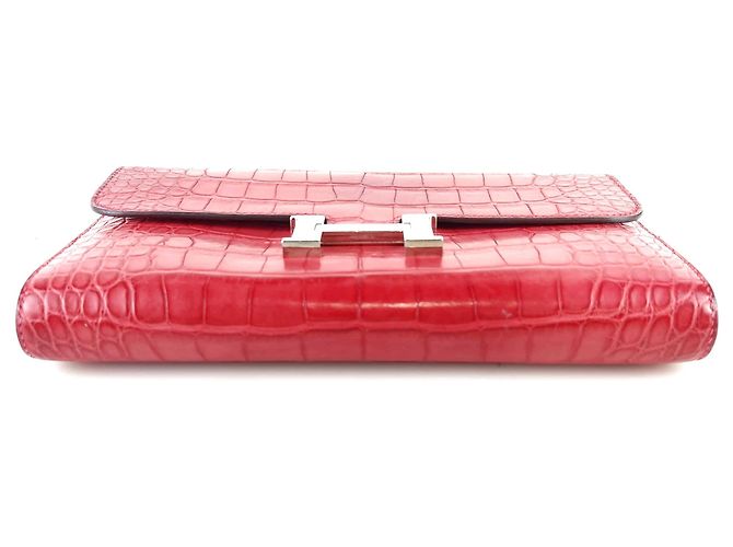 Hermès Constance Wani Alligator Klapp-Langbörse Rot - Ansicht 4