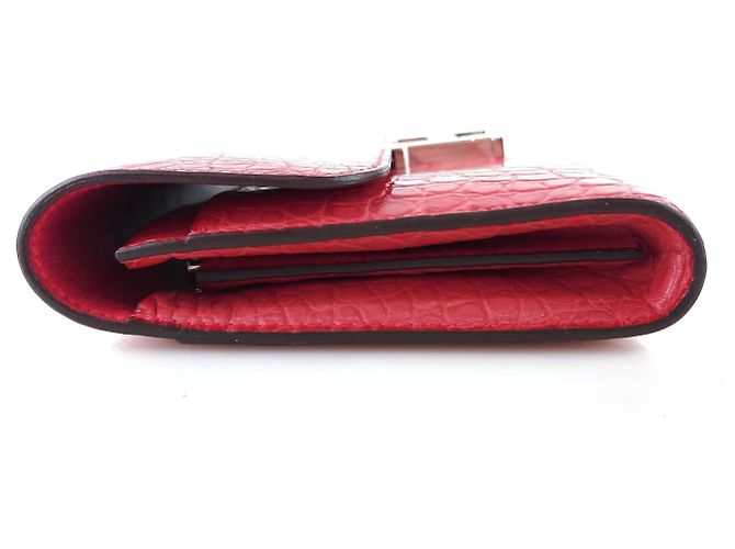 Hermès Constance Wani Alligator Klapp-Langbörse Rot - Ansicht 5
