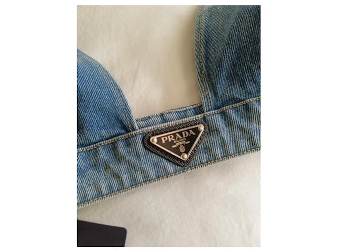 Top bralette de denim Prada IT38 Azul - vista 5