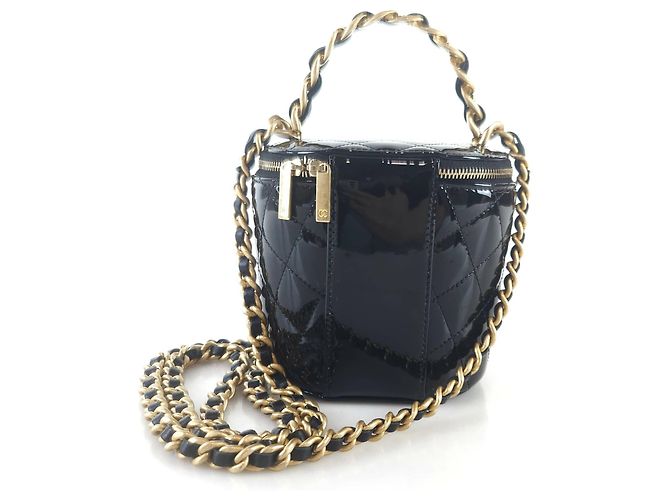 Chanel Borsa a spalla con manico superiore, astuccio cosmetico brevettato Nero - vista 4