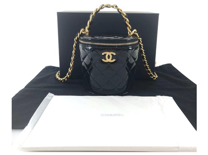 Chanel Borsa a spalla con manico superiore, astuccio cosmetico brevettato Nero - vista 7