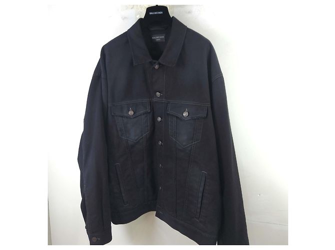 Balenciaga Handgezeichnete BB-Jeansjacke Schwarz - Ansicht 4