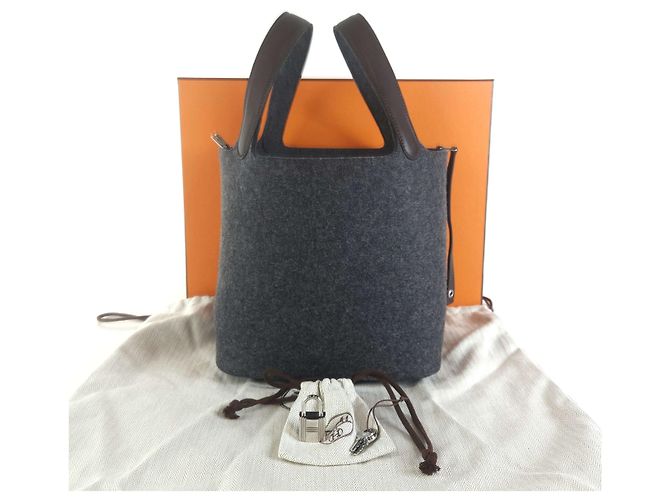 Hermès Borsa Tote Bole Picos in feltro Marrone - vista 6