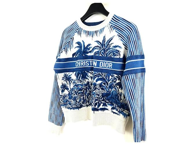 Dior Logo Palm Kaschmir Wolle Strick Blau - Ansicht 2