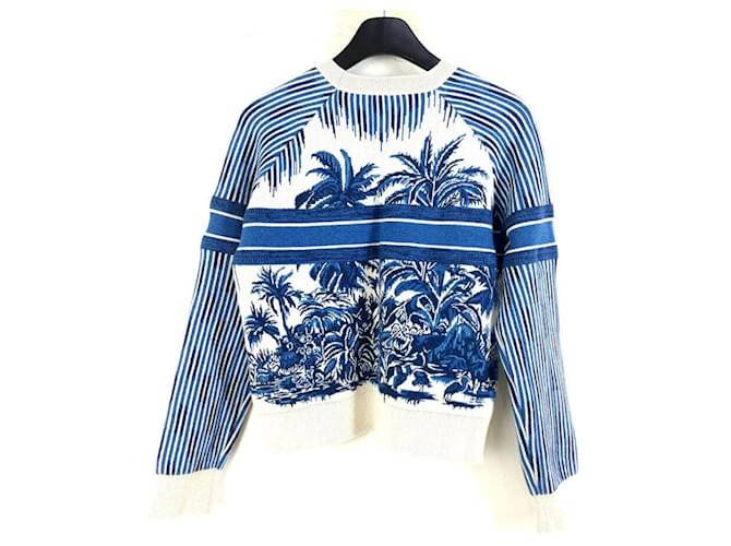 Dior Logo Palm Kaschmir Wolle Strick Blau - Ansicht 3