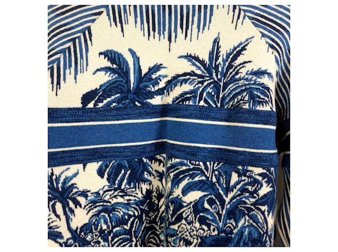 Dior Logo Palm Kaschmir Wolle Strick Blau - Ansicht 4