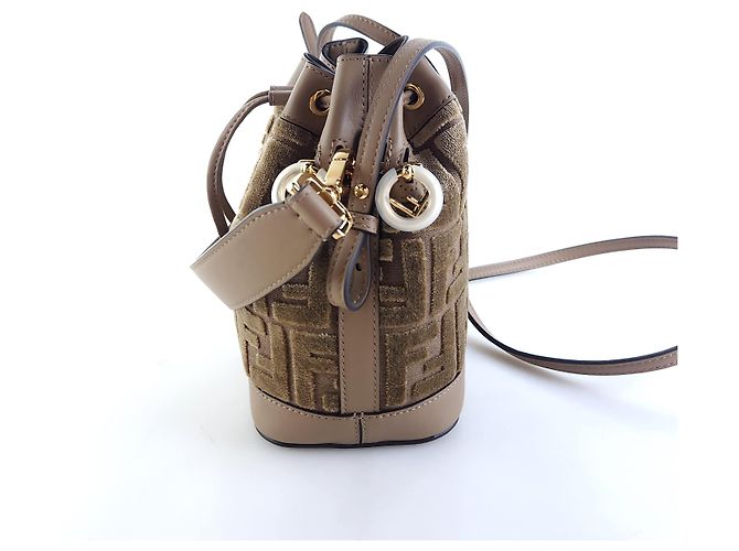 Fendi Borsa a secchiello Montrezzo in velluto FF, borsa tote, borsa a tracolla Multicolore - vista 2