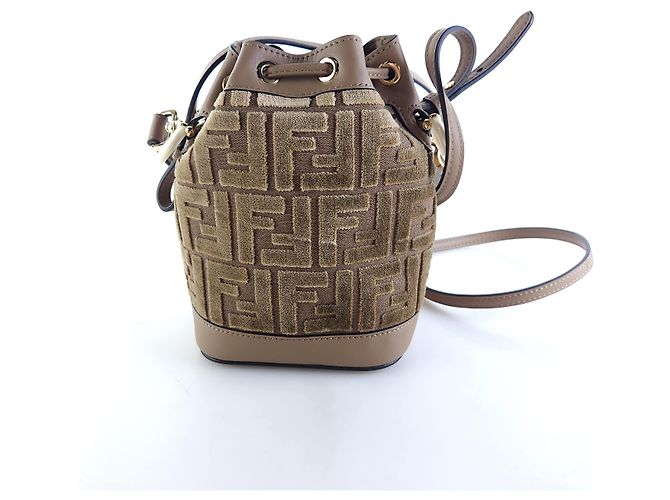 Fendi Borsa a secchiello Montrezzo in velluto FF, borsa tote, borsa a tracolla Multicolore - vista 3